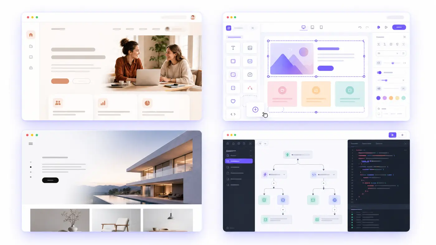 Visual comparison of the Atalay AI, Wix, Framer, and Lovable platforms