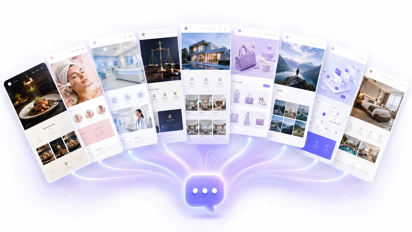 A range of website prompt examples for different industries